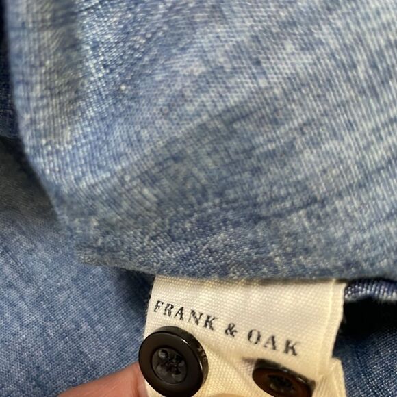 Frank & Oak Men’s Blue 100% Cotton Pullover 1/4 Zip Denim Shirt (Size: Large) - Picture 12 of 13